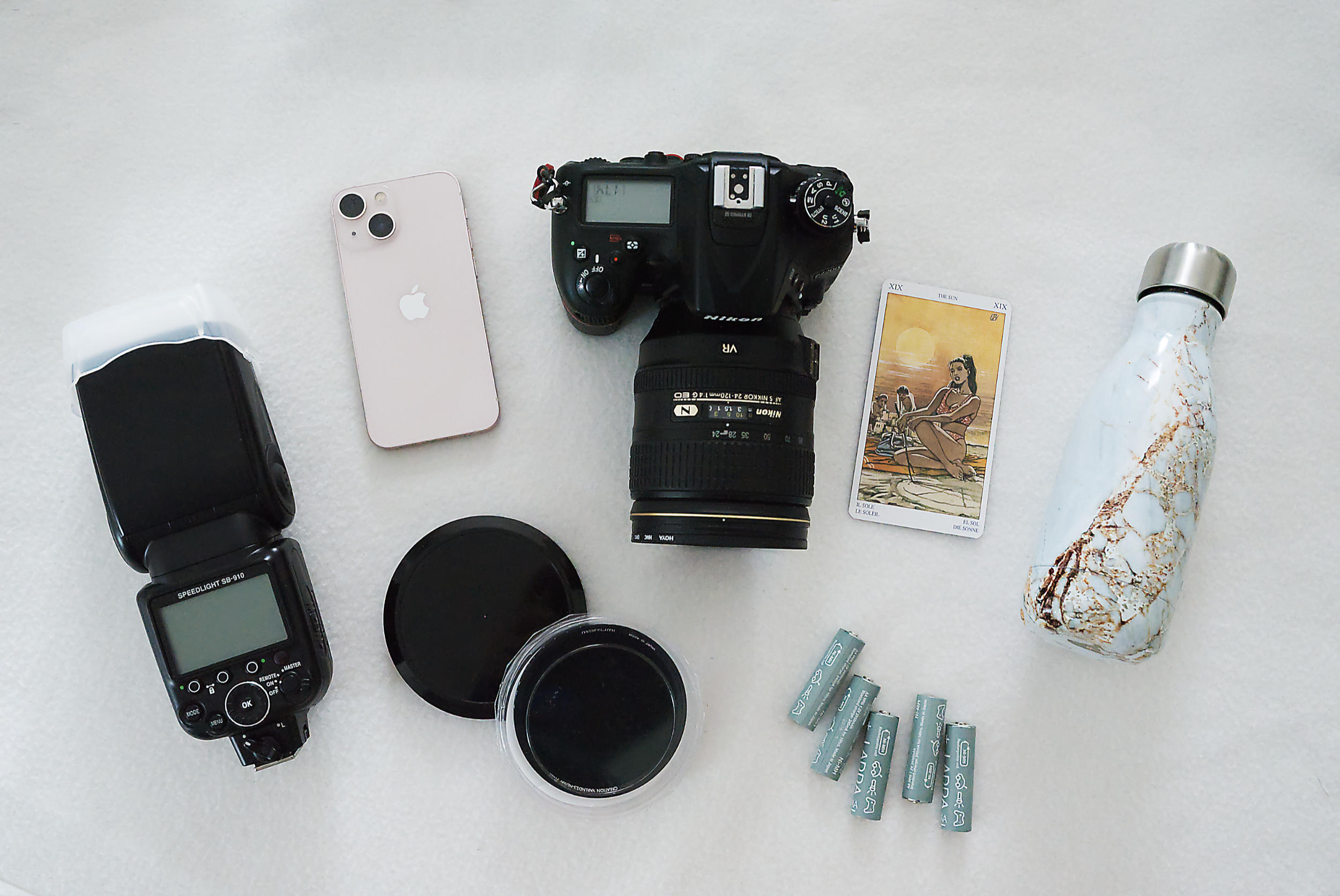 photo of items in my bag for environmentally friendly dog photography Surrey and Hampshire